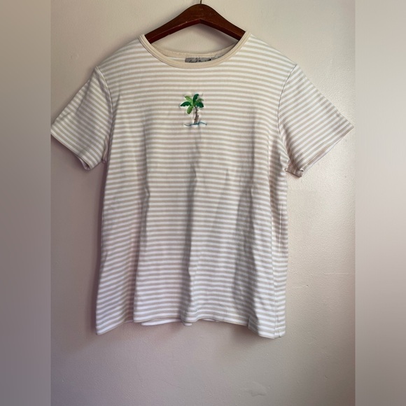 Coral Bay striped top with embroidered palm tree - Picture 1 of 7